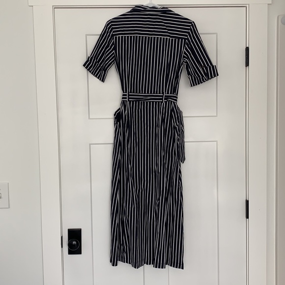Mango Outlet Navy And White Midi Shirt Dress. - Picture 6 of 8